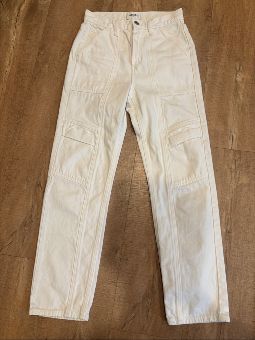 Agolde Cooper ankle length cargo white jeans